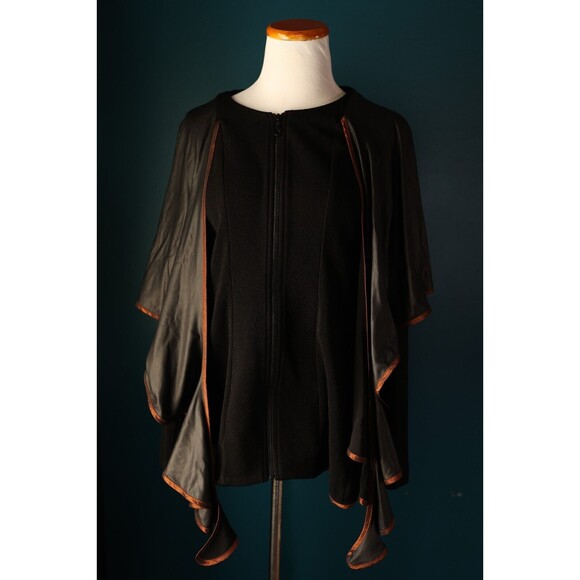 Vintage 90s Design Today's Ruffle Punk Dark Goth Steampunk Cape Capelet Jacket - Picture 1 of 12